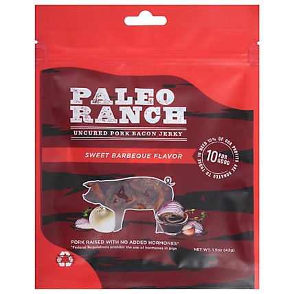 Paleo Ranch Smokey Barbecue Uncured Bacon Jerky - 1.5 Oz