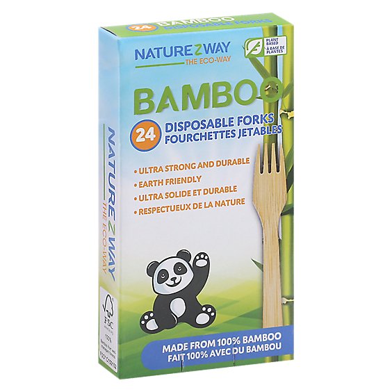 Naturezway Bamboo Disposable Forks - 24 Count