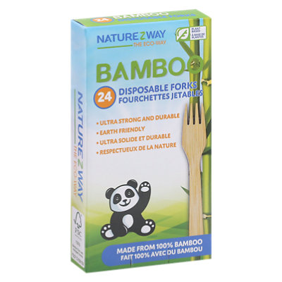 Naturezway Bamboo Disposable Forks - 24 Count