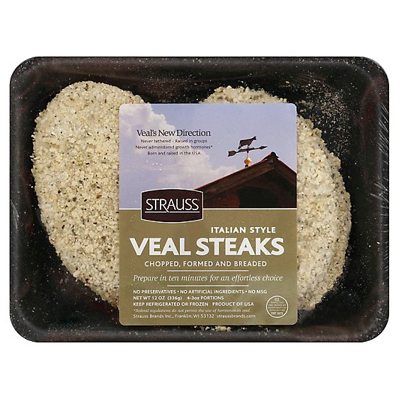 Strauss Italian Breaded Veal Steaks Frozen - 12 Oz