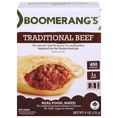 Boomerangs Pie Beef Traditional - 6 Oz