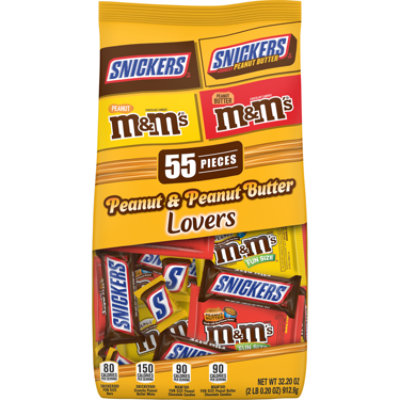 Snickers Peanut Butter & Original M&MS Peanut Butter & Milk Chocolate Halloween Candy 55 Count - 32.2 Oz - Image 3
