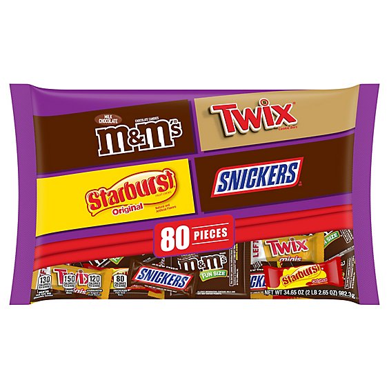 Mars Chocolate Candy Halloween Mix M&Ms Snickers Twix & Skittles 80 Count - 34.65 Oz
