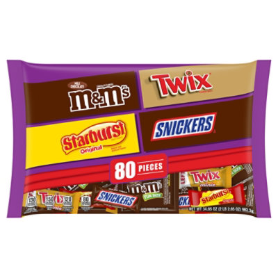 Mars Chocolate Candy Halloween Mix M&Ms Snickers Twix & Skittles 80 Count - 34.65 Oz