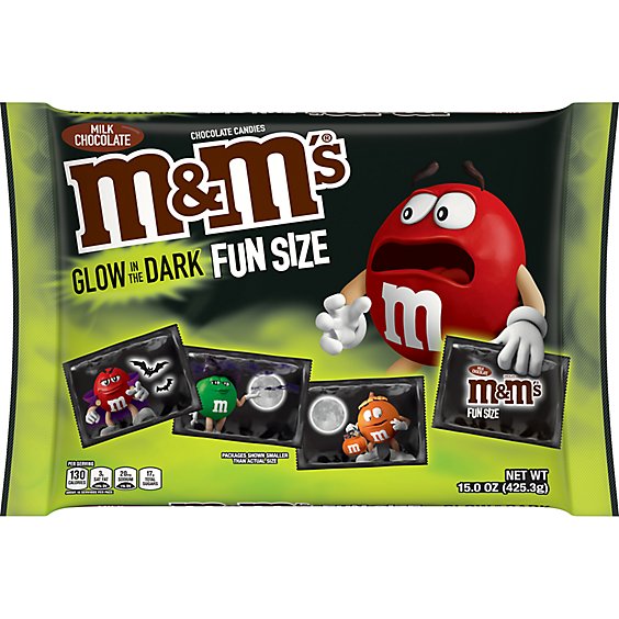 M&M'S Glow In The Dark Milk Chocolate Fun Size Halloween Candy - 15 Oz