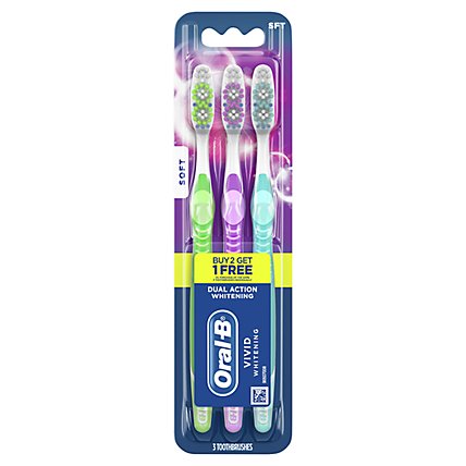 Oral-B Vivid Whitening Manual Toothbrushes Soft - 3 Count - Image 1