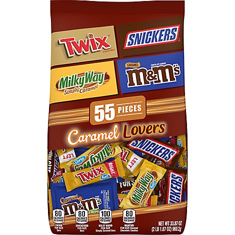 Mars Chocolate Candy Mix M&Ms Snickers Twix & Milky Way Fun Size 55 Count - 33.87 Oz