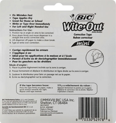 Bic Correction Tape White Out Mini - 3 Count - Image 4