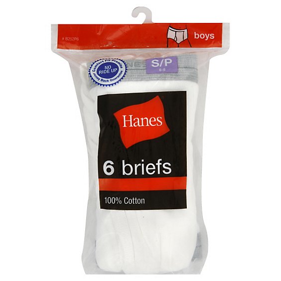 Hanes Boys Briefs White Small - 6 Count