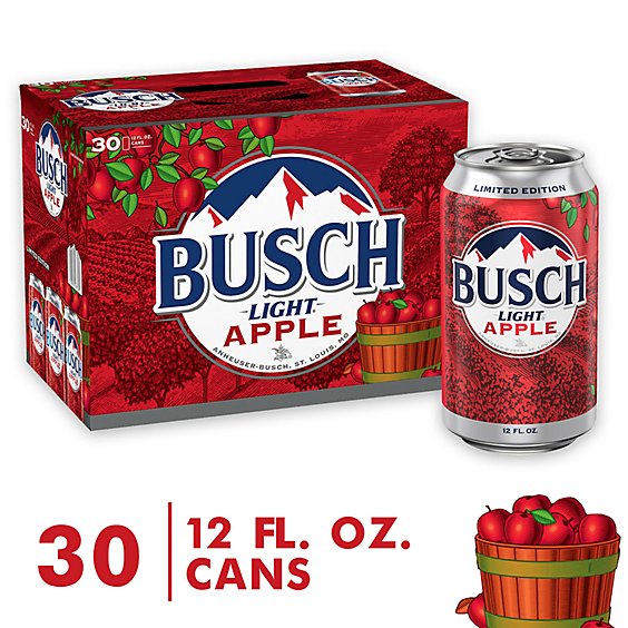 Busch Light Apple Beer Cans - 30-12 Fl. Oz.