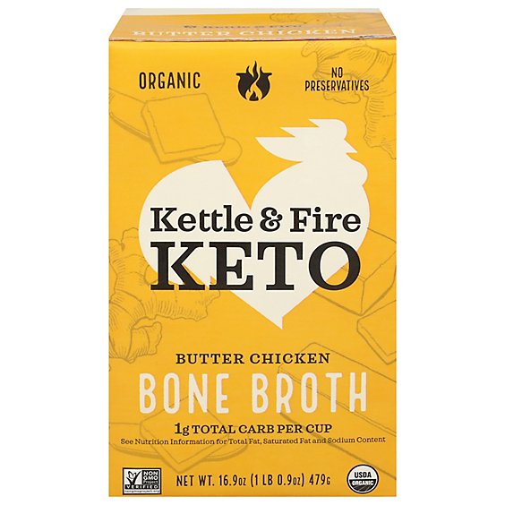 Kettle & Fire Butter Chicken Bone Broth - 16.9 Oz