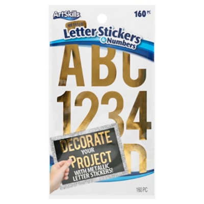 Metallic Letter And Number Stickers Gold 160 Pieces - Each - Image 3