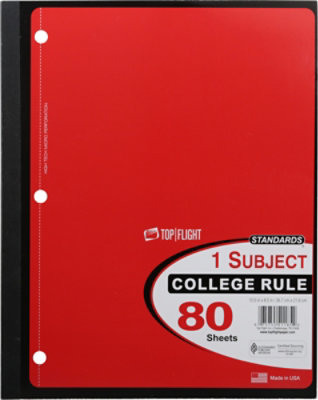 Top Flight Wireless 1 Subject College Rule Notebook 80ct - Each - Image 2