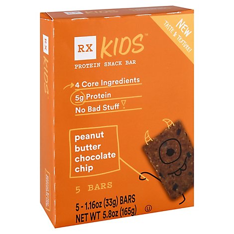 RX Kids Protein Snack Bar Delicious Flavor Peanut Butter Chocolate Chip 5 Count - 5.8 Oz