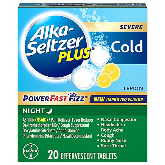 Alka Seltzer Plus Cold Night - 20 Count