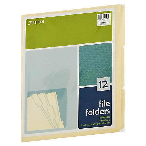 File Folders Manila 1/3 Cut 12ct - Each