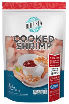Shrimp Cooked 16-20 Count Peeled & Deveined Tail On - 2 Lb - Image 1