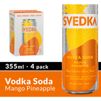 SVEDKA Mango Pineapple Vodka Soda Ready to Drink Cocktail 8.0% ABV In Cans - 4-12 Fl. Oz.