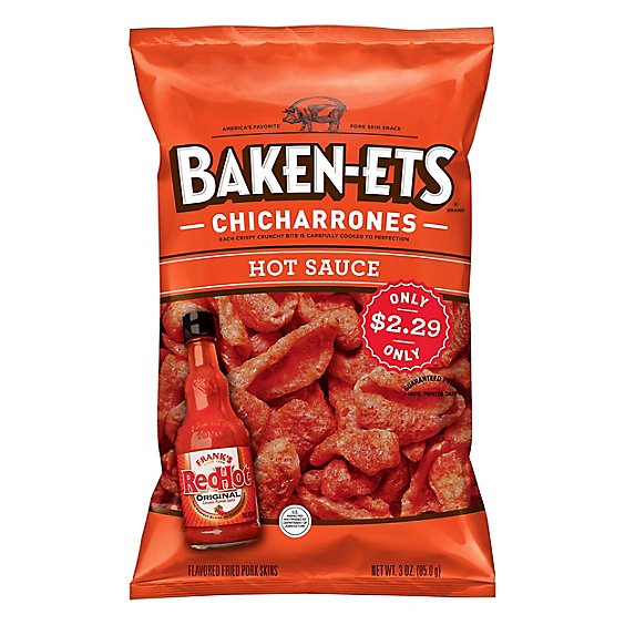 Baken-Ets Fried Pork Skins Franks Red Hot - 3 Oz