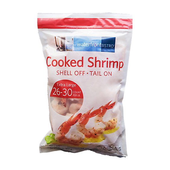 Water Front Bistro Shrimp Cooked 26-30 Count Tail On Frozen - 2 Lb