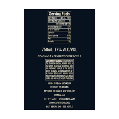 Baileys Original Irish Cream Liqueur Bottle with Two Ceramic Bowls - 750 Ml - Image 3