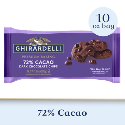 Ghirardelli 72% Cacao Dark Chocolate Premium Baking Chips For Baking Bag - 10 Oz