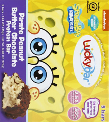 Luckybar Spongebob Pirate Peanut Butter Protein Bar - 5-1.24 Oz - Image 3