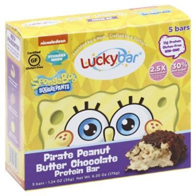 Luckybar Spongebob Pirate Peanut Butter Protein Bar - 5-1.24 Oz - Image 1