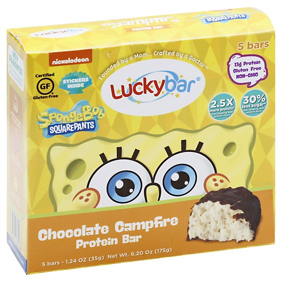 Luckybar Spongebob Campfire Chocolate Protein Bar - 5-1.24 Oz