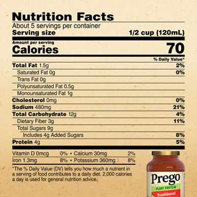 Prego Traditional Plant Protein Pasta Sauce - 24 Oz - Image 4