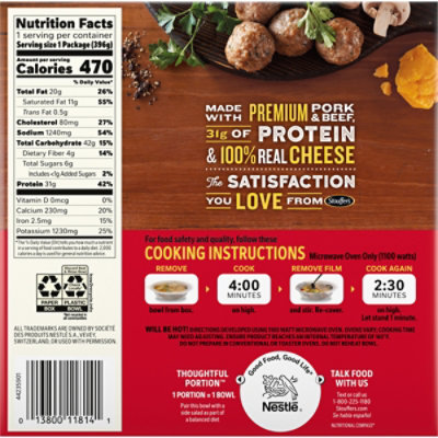 Stouffer's Bowl Fulls Classic Pub Meatballs And Mashed Potatoes Bowl Frozen Meal - 14 Oz - Image 2