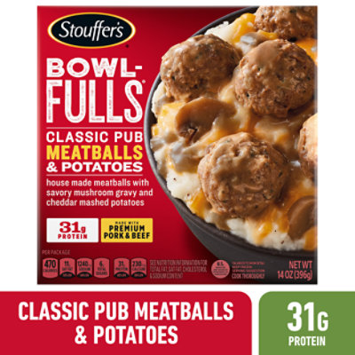 Stouffer's Bowl Fulls Classic Pub Meatballs & Mashed Potatoes Bowl Frozen Meal - 14 Oz