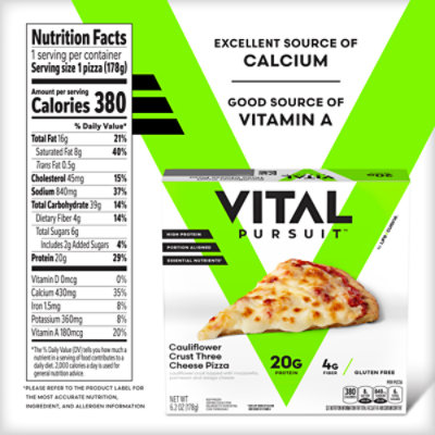 Vital Pursuit High Protein Cauliflower Crust Three Cheese Pizza - 6.2 Oz - Image 4