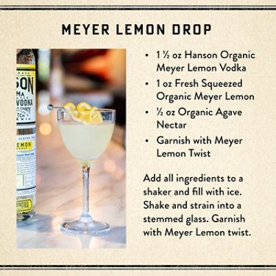 Hanson of Sonoma Organic Meyer Lemon Grape Based Vodka Bottle - 750 Ml - Image 5