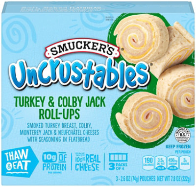 Smucker Uncrustables Turkey And Colby Jack Roll Up 3 Count - 2.6 Oz
