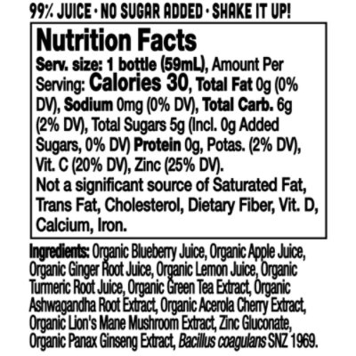 Vive Organic Energy + Immunity Blueberry Ginger Wellness Shot With 75 mg Caffeine - 2 Fl. Oz. - Image 2