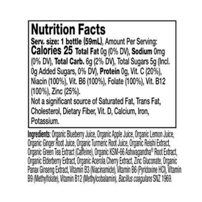 Vive Organic Energy + Immunity Blueberry Ginger Wellness Shot With 75 mg Caffeine - 2 Fl. Oz. - Image 4