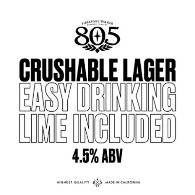 Firestone Walker 805 Cerveza Beer Lager Bottles - 6-12 Fl. Oz. - Image 3