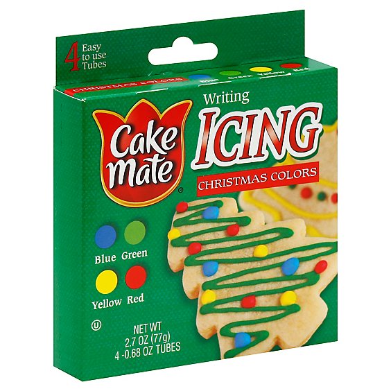 Cake Mate Writing Icing Christmas Colors - 4-0.68 Oz