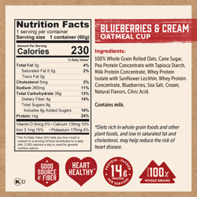 Kodiak Blueberries & Cream Oatmeal Power Cup - 2.12 Oz - Image 7