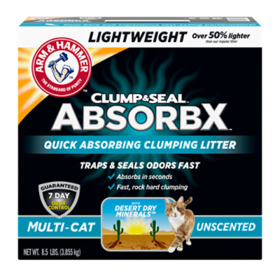 ARM & HAMMER Clump & Seal Absorbx Clumping Litter Multicat Unscented - 8.5 Lb