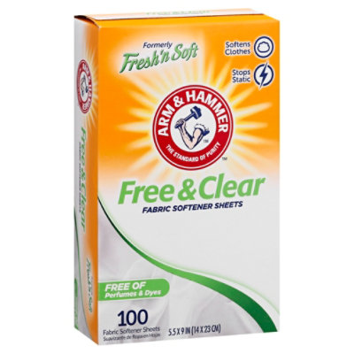 ARM & HAMMER Fabric Softener Sheets Free Of Perfumes And Dyes - 100 Count - Image 1