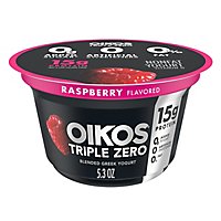 Oikos Triple Zero Greek Yogurt Blended Nonfat Raspberry - 5.3 Oz - Image 1