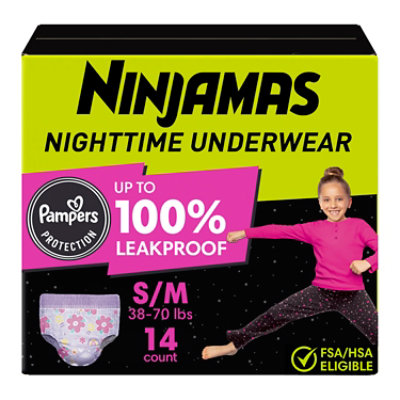 Ninjamas Nighttime Bedwetting Size S/M Girl Underwear - 14 Count - Image 1