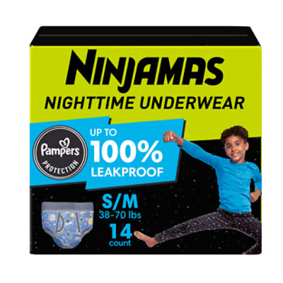 Ninjamas Nighttime Bedwetting Size S/M Boy Underwear - 14 Count - Image 1