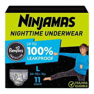 Ninjamas Nighttime Bedwetting Size L Boy Underwear - 11 Count - Image 1