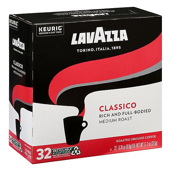 Lavazza K-Cups Coffee Ground Box 32 Caps Kcup Classico - 11.18 Oz