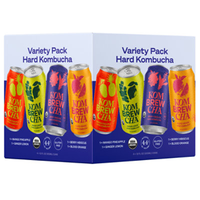Kombrewcha Kombucha Hard Variety 4 Can - 48 Fl. Oz.