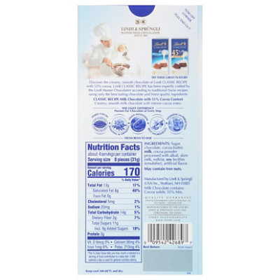 Lindt Classic Recipe Chocolate Bar Milk Chocolate 55% Cocoa - 4.1 Oz - Image 6