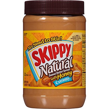 Skippy Creamy Natural Peanut Butter Spread With Honey - 40 Oz - Image 2